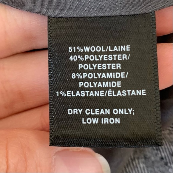 Lafayette 148 Blazer Speckled Herringbone Wool 1 Button Gray Suit Jacket Size 4 - Picture 9 of 10